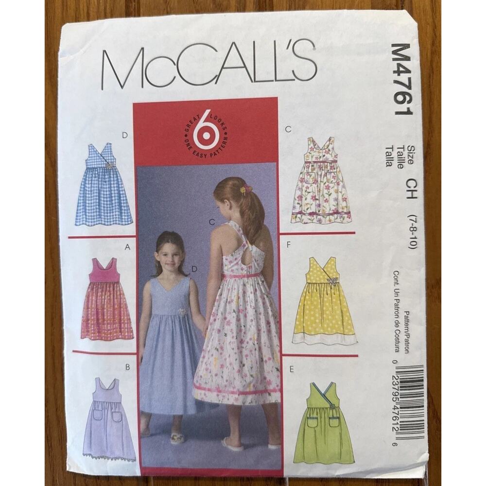 McCalls Sewing Pattern M4761 Girls Dress 6 Great Looks Mid-Calf Summer 3 4 5 6